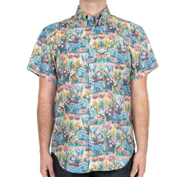 Short Sleeve Easy Shirt - Flower Painting Multi Colour