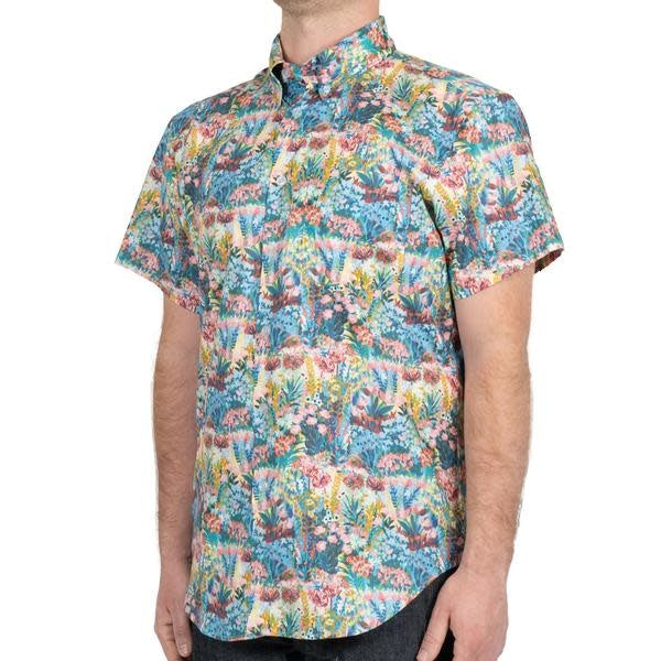 Short Sleeve Easy Shirt - Flower Painting Multi Colour