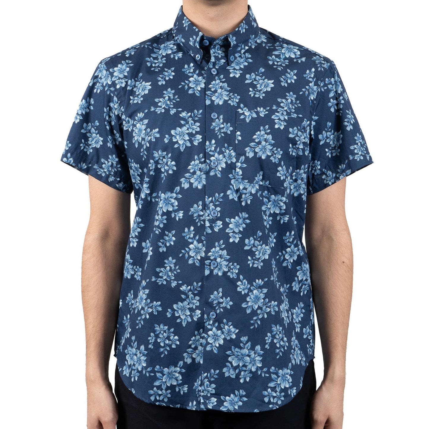 S/S Easy Shirt Blue Floral Sketch