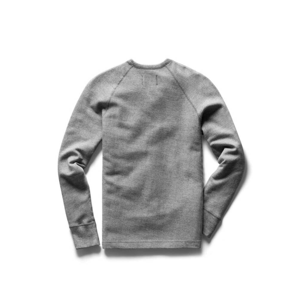 Marled Gray Knit Twill Crewneck