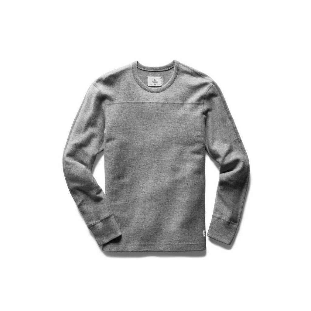 Marled Gray Knit Twill Crewneck