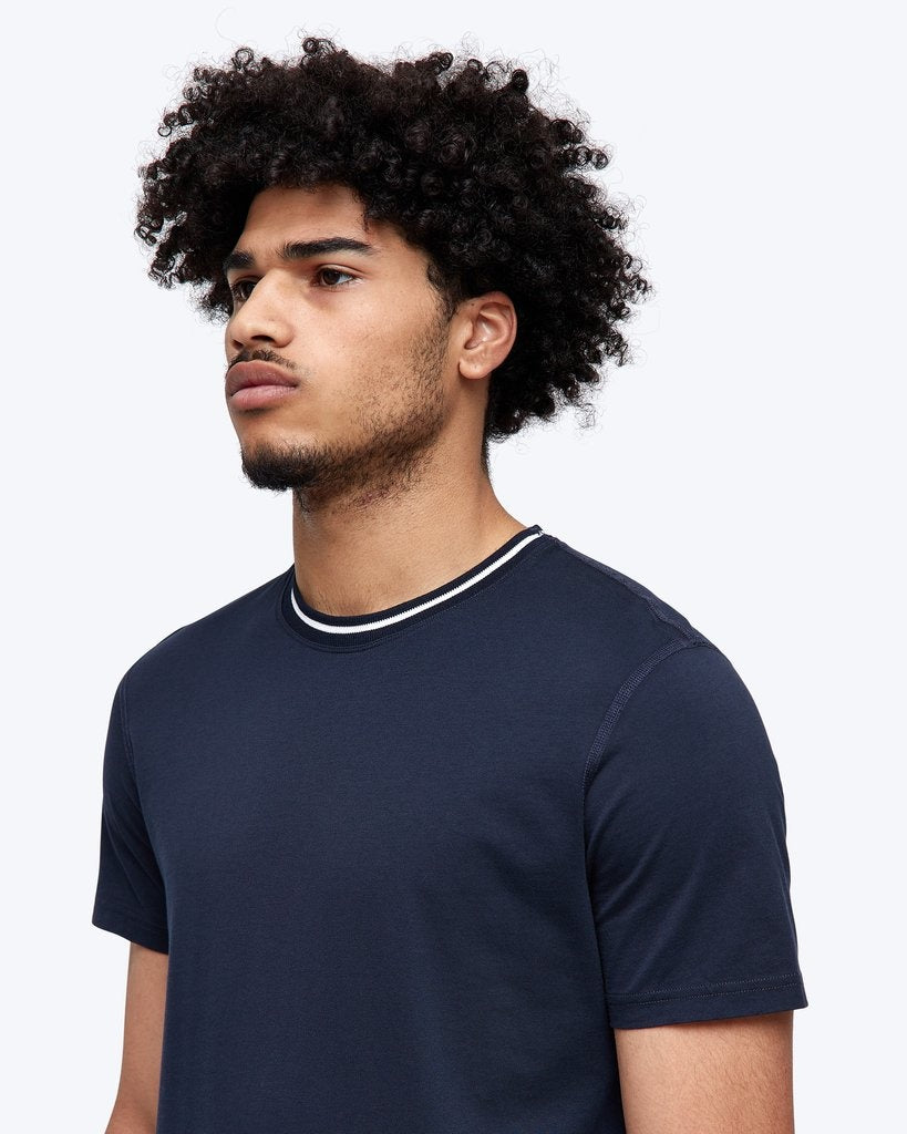 Rowing Flat Knit T-Shirt - Navy