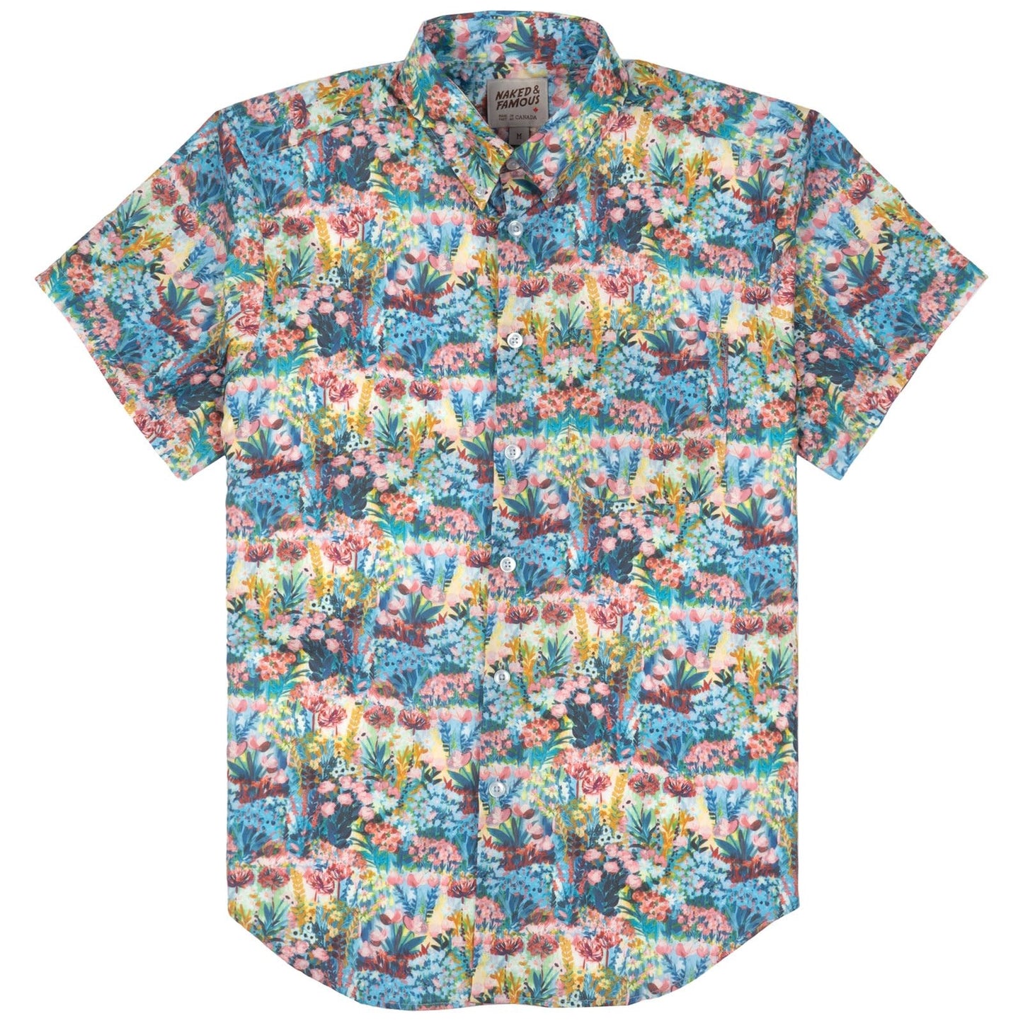 Short Sleeve Easy Shirt - Flower Painting Multi Colour